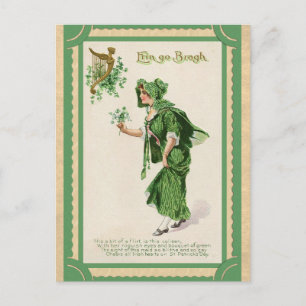 Vintage St patricks day Erin Go Bragh Irish Dikt Vykort