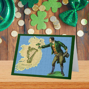 Vintage St. Patrick's Day Erin's Isle Karta Hälsni Kort