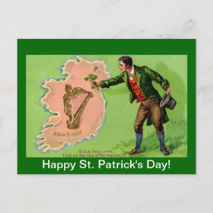 Vintage St. Patrick's Day Erin's Isle Vykort