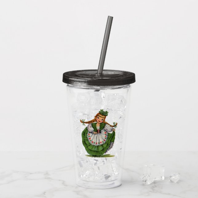 Vintage St. Patrick's Day Girl Take Away Mugg (Baksida Ice)
