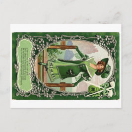Vintage St. Patrick's Day Girl Vykort