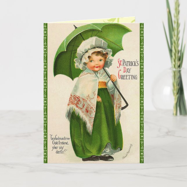 Vintage St. Patrick's Day Greeting Card Kort (Framsida)