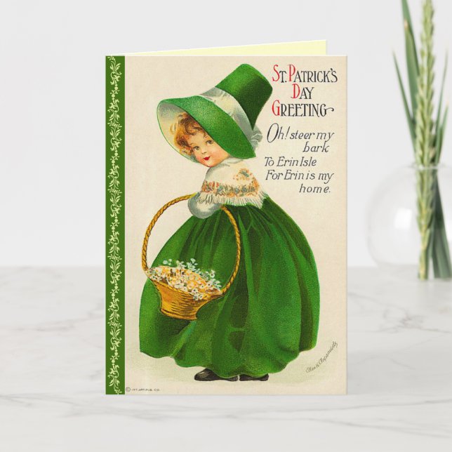 Vintage St. Patrick's Day Greeting Card Kort (Framsida)
