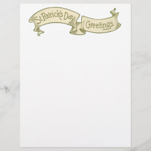 Vintage St. Patrick's Day Hälsning Golden Banner Reklamblad