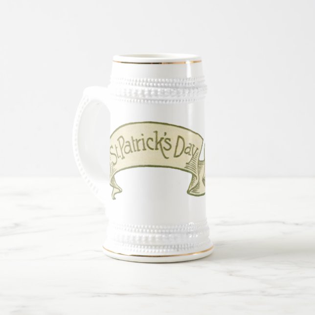 Vintage St. Patrick's Day Hälsning Golden Banner Sejdel (Framsida vänster)