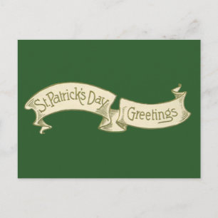 Vintage St. Patrick's Day Hälsning Golden Banner Vykort