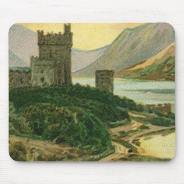Vintage St. Patricks Day Hälsning Shamrock Castle Musmatta (Framsidan)