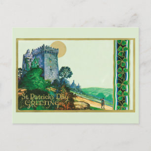 Vintage St. Patrick's Day Hälsning with Castle Vykort