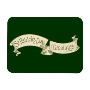Vintage St. Patrick's Day Hälsningar Guld Banner Magnet