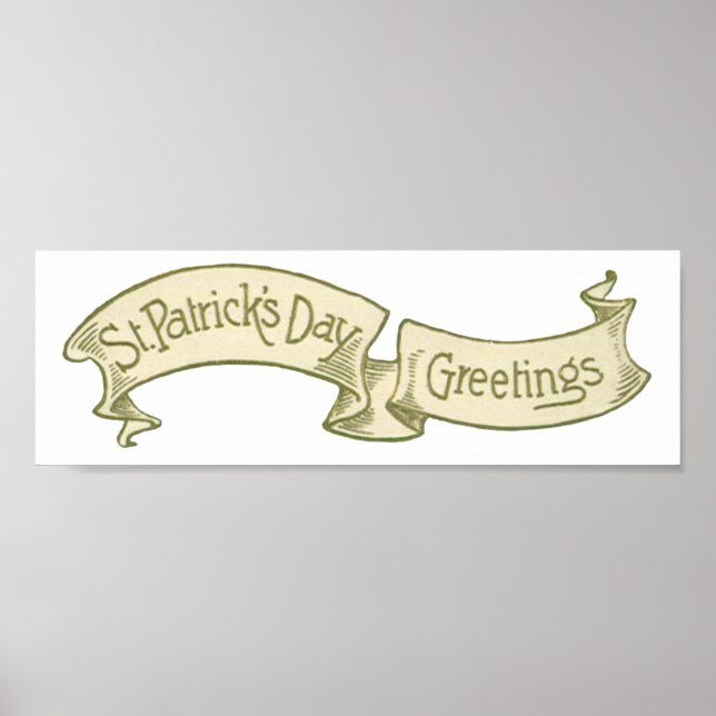 Vintage St. Patrick's Day Hälsningar Guld Banner Poster (Framsidan)