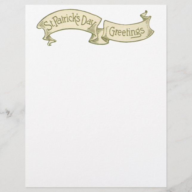 Vintage St. Patrick's Day Hälsningar Guld Banner Reklamblad (Framsidan)