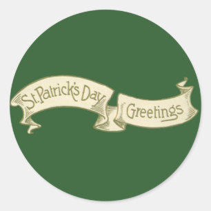 Vintage St. Patrick's Day Hälsningar Guld Banner Runt Klistermärke