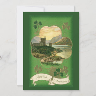 Vintage St. Patricks Day Hälsningar Shamrock Slott Kort