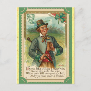 Vintage St patricks day Irish Dikt Vykort