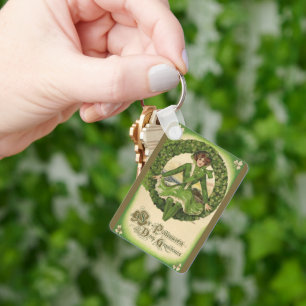 Vintage St. Patrick's Day, Irish Lass in a Wandan Nyckelring