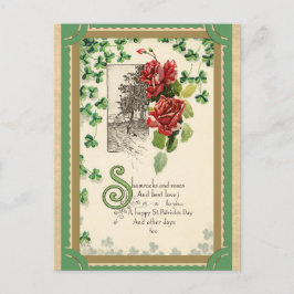 Vintage St patricks day Irish Shamrock och Ro Vykort