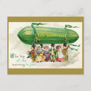 Vintage St patricks day Irish Zeppelin Airship Vykort