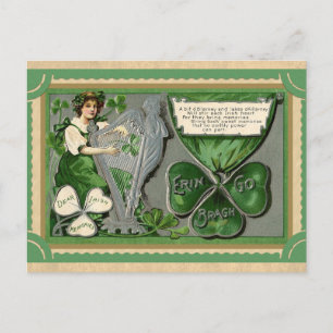 Vintage St Patricks Day Irländska Minnen Dikt Vykort