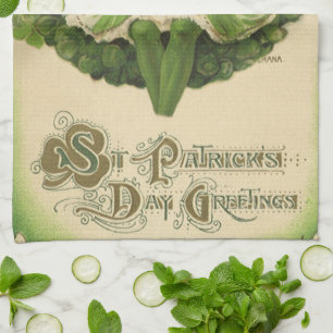 Vintage St. Patrick's Day, krans med irländsk ungm Kökshandduk