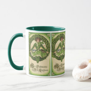 Vintage St. Patrick's Day, krans med irländsk ungm Mugg