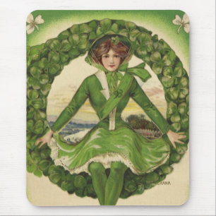 Vintage St. Patrick's Day, krans med irländsk ungm Musmatta