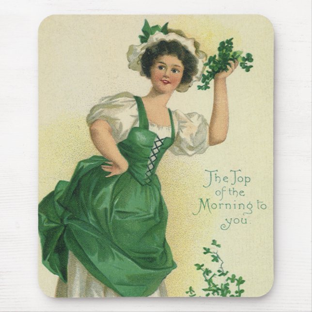 Vintage St. Patrick's Day Lass, Lucky Shamrocks Musmatta (Framsidan)