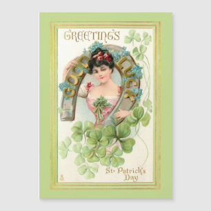 Vintage St. Patrick's Day Lassie med Horseshoe