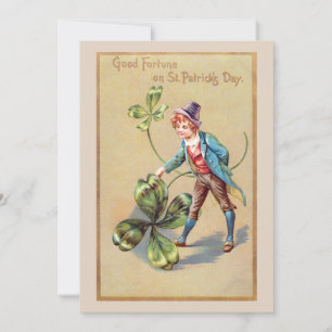 Vintage St. Patrick's Day Lycka Shamrock Julkort
