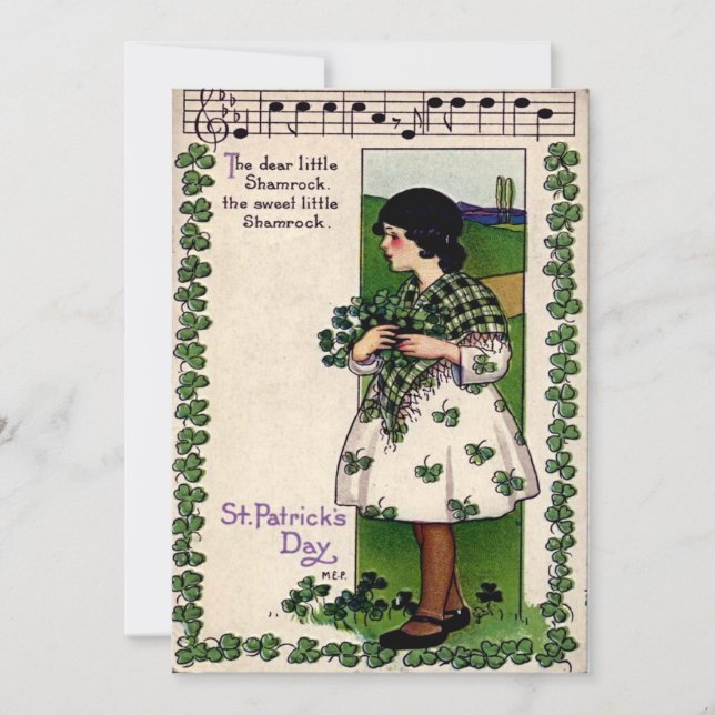 Vintage St Patrick's Day på svenska Julkort (Framsida)
