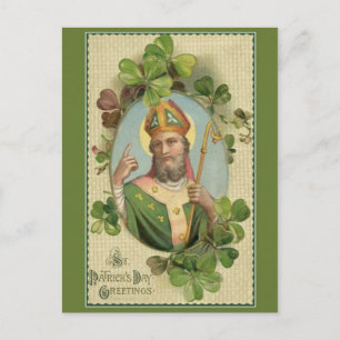 Vintage St. Patricks Day Prayer & Bluting Vykort