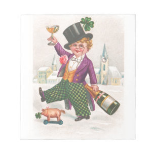 Vintage St patricks day Shamrock Champagne Anteckningsblock
