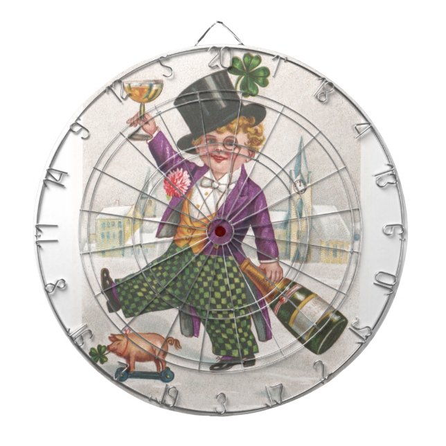 Vintage St patricks day Shamrock Champagne Darttavla (Framsidan)