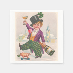 Vintage St patricks day Shamrock Champagne Pappersservett