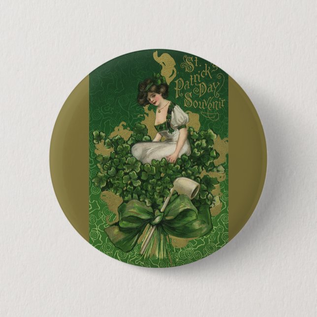 Vintage St. Patrick's Day Souvenir, Irish Lass Knapp (Framsida)