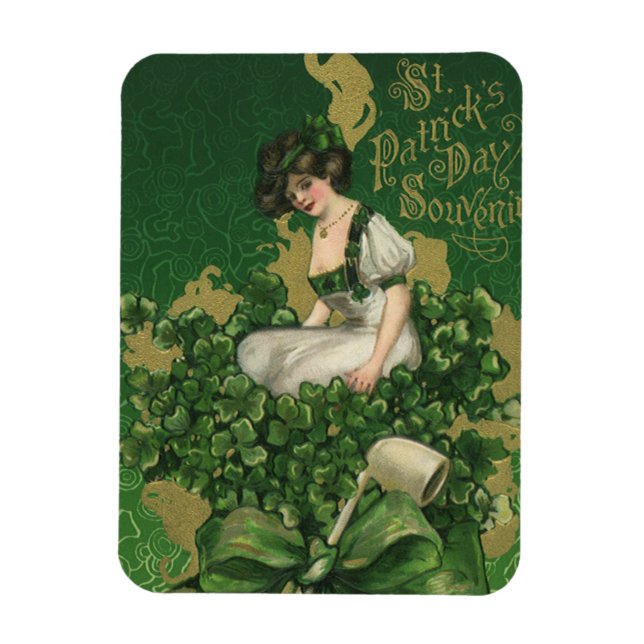 Vintage St. Patrick's Day Souvenir, Irish Lass Magnet (Vertikal)