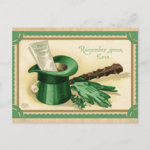 Vintage St patricks day Top hat Grönt Vykort