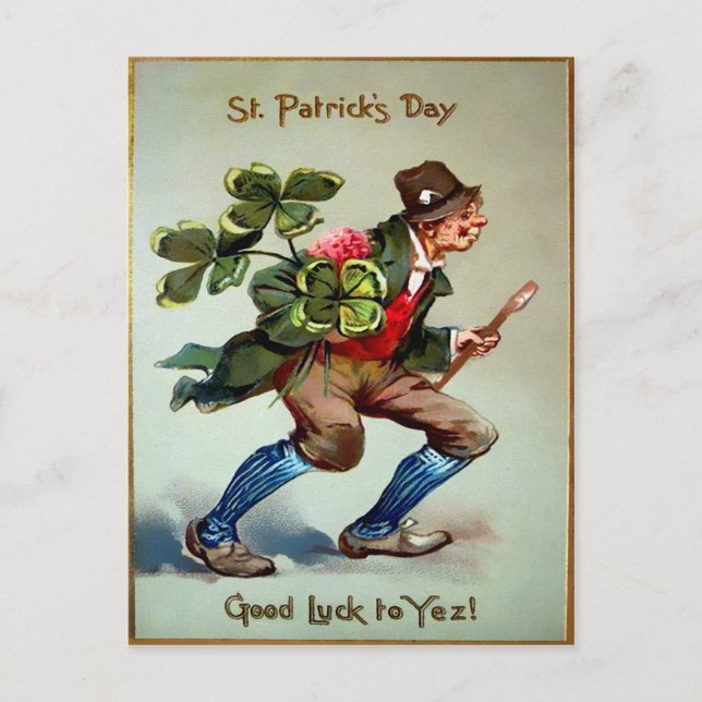 Vintage St. Patrick's Day Vykort (Framsida)