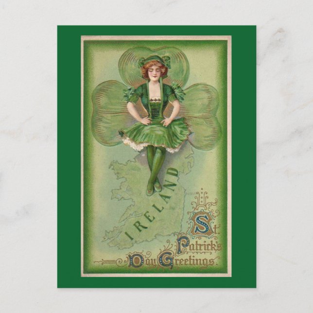 Vintage St. Patrick's Day Vykort (Framsida)