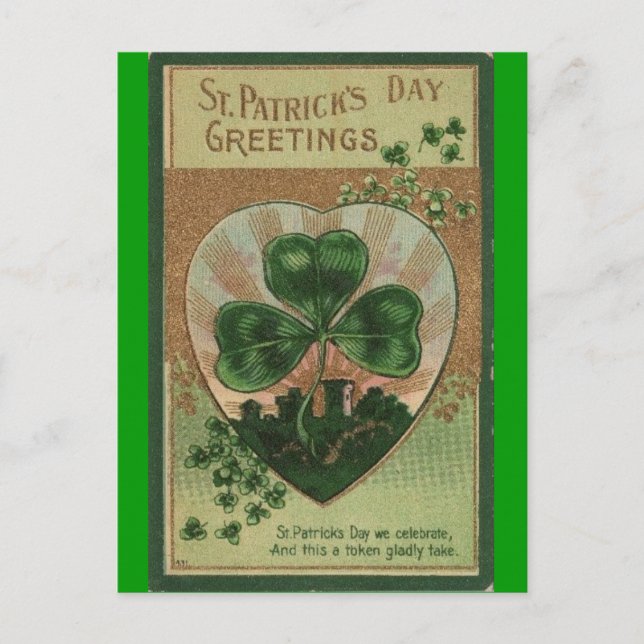 Vintage St Patrick's Day Vykort (Framsida)
