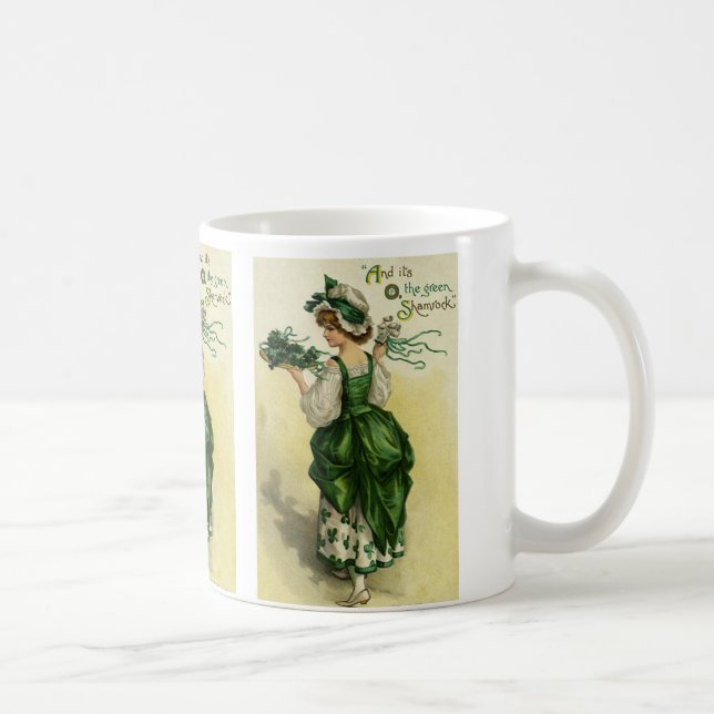Vintage St. Patrick's Day, Woman Grönt Shamrocks Kaffemugg (Höger)