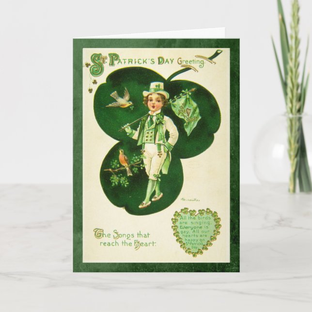 Vintage St Patrick's Hälsning Kort (Framsida)