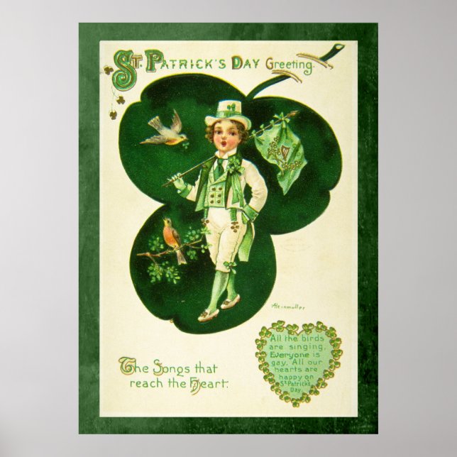Vintage St Patrick's Hälsning Poster (Framsidan)
