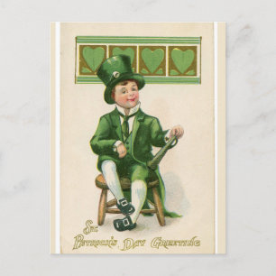 Vintage St Patrick's Lucky Loving Leprechaun Vykort