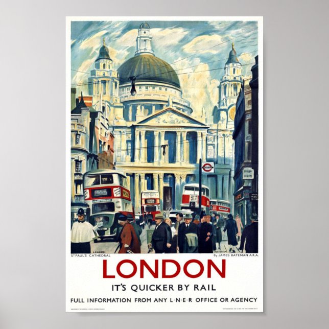 Vintage St Paul's Cathedral London Travel Poster (Framsidan)