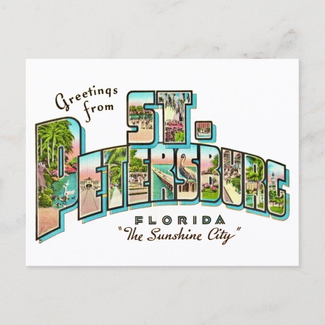 Vintage St Petersburg FL vykort (Framsida)