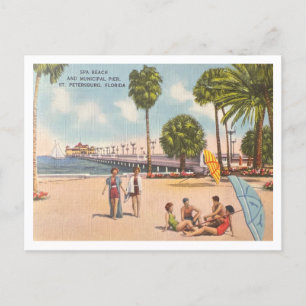 Vintage St. Petersburg Florida Spa Beach Pier Vykort