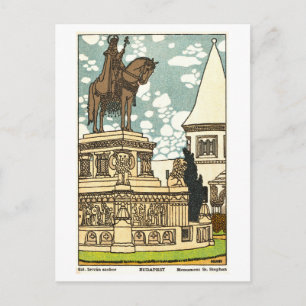 Vintage St. Stephen-monument i Budapest Vykort