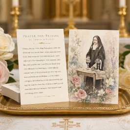 Vintage St. Therese-bön för präster Blommig Helig Visitkort