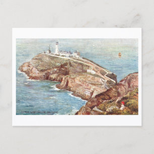Vintage Stack Lighthouse i Holyhead, Wales Vykort