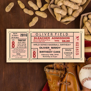 Vintage Stadium Biljett Baseball Birthday Inbjudningar